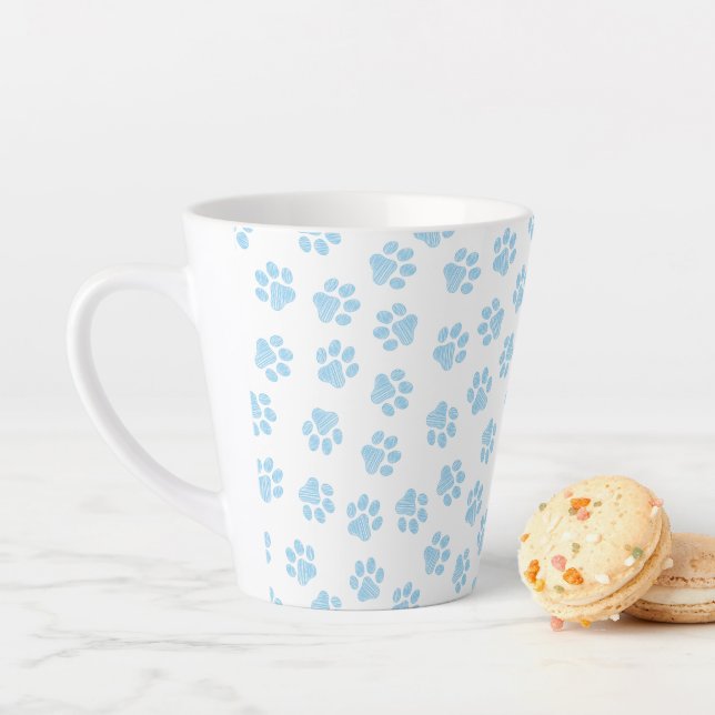 Doodle Paws, Dog Paws, Baby Blue Paws Latte Mug (In Situ)
