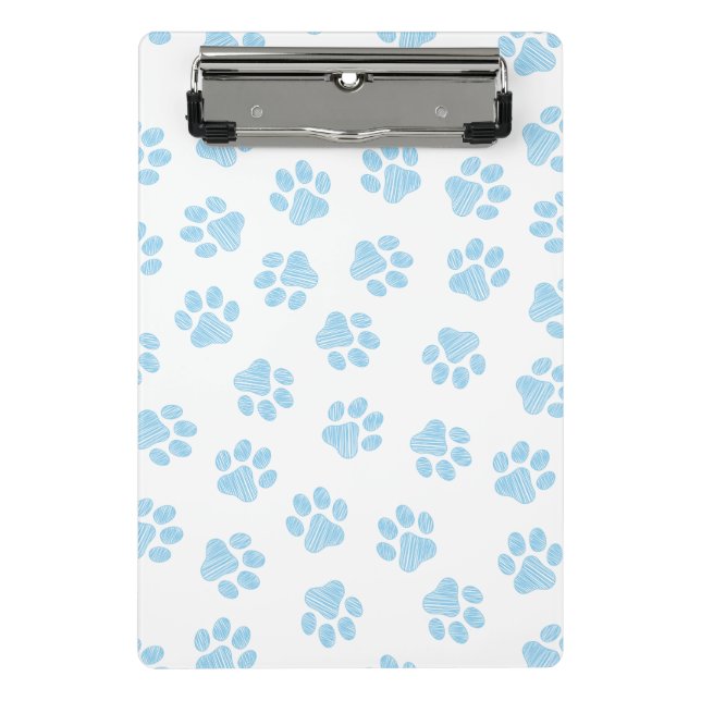 Doodle Paws, Dog Paws, Baby Blue Paws Mini Clipboard (Front)
