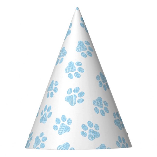 Doodle Paws, Dog Paws, Baby Blue Paws Party Hat (Front)