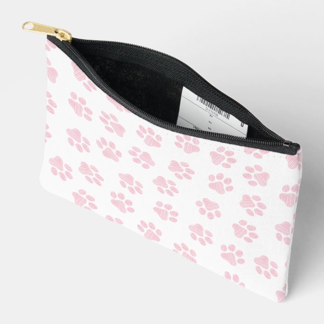 Doodle Paws, Dog Paws, Baby Pink Paws Accessory Pouch (Open)