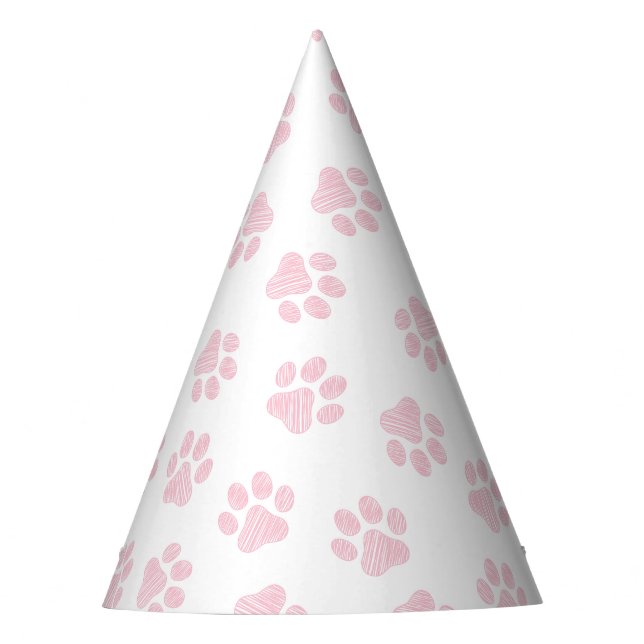 Doodle Paws, Dog Paws, Baby Pink Paws Party Hat (Front)