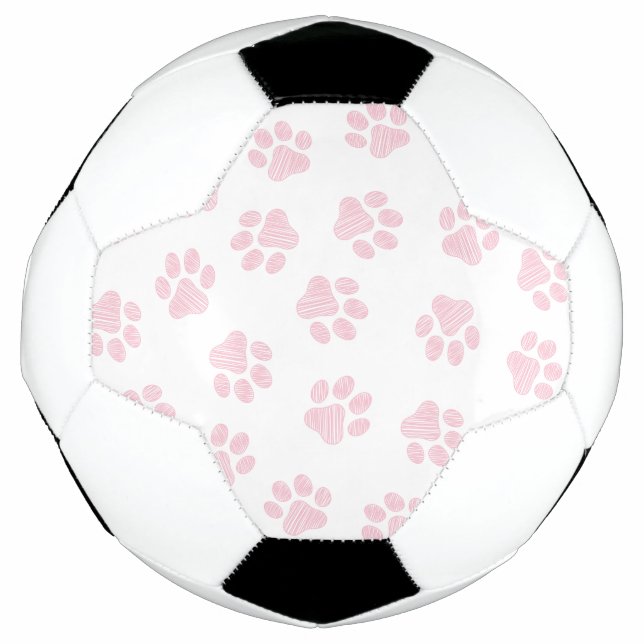 Doodle Paws, Dog Paws, Baby Pink Paws Soccer Ball (Front)