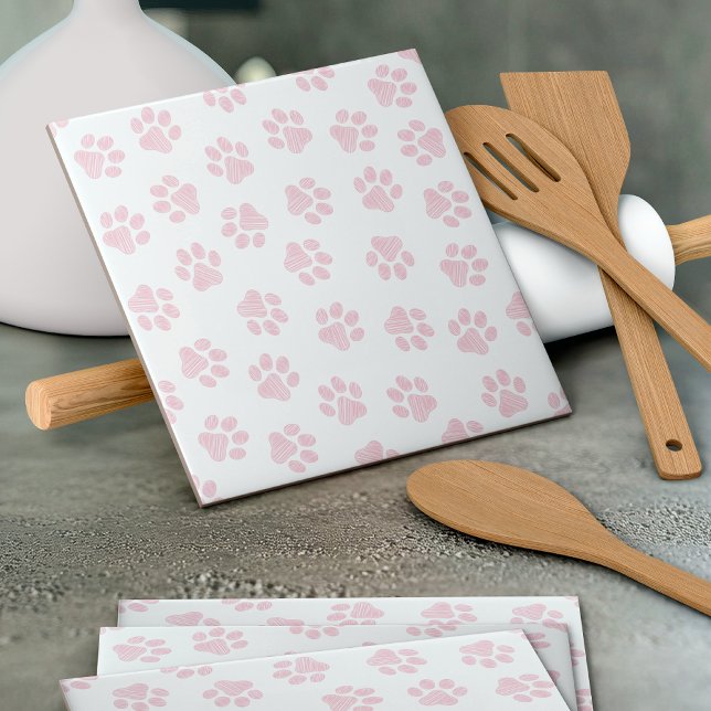Doodle Paws, Dog Paws, Baby Pink Paws Tile (Creator Uploaded)