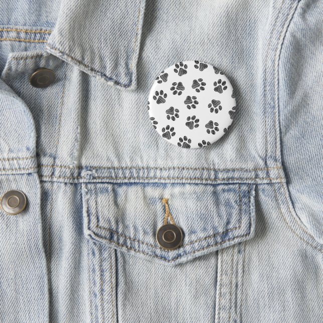 Doodle Paws, Dog Paws, Black Paws 6 Cm Round Badge (In Situ)