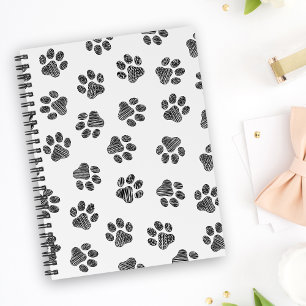 Doodle Paws, Dog Paws, Black Paws Notebook