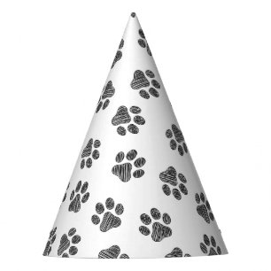Doodle Paws, Dog Paws, Black Paws Party Hat