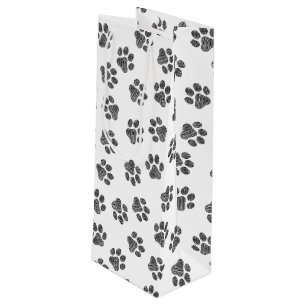 Doodle Paws, Dog Paws, Black Paws Wine Gift Bag