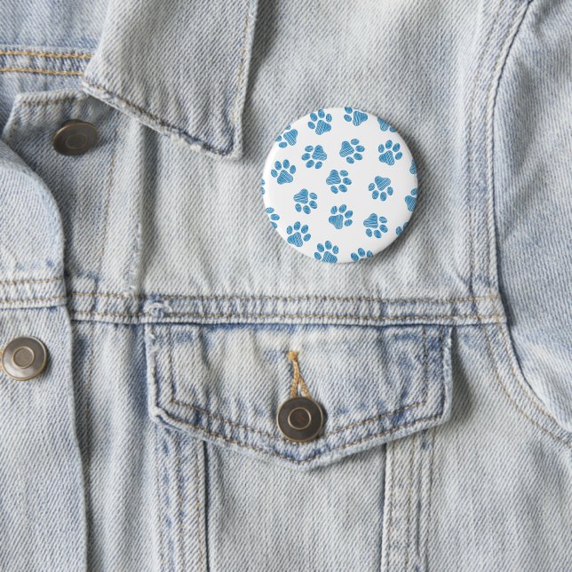 Doodle Paws, Dog Paws, Blue Paws 6 Cm Round Badge (In Situ)