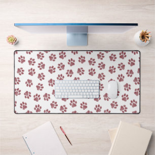 Doodle Paws, Dog Paws, Burgundy Paws Desk Mat