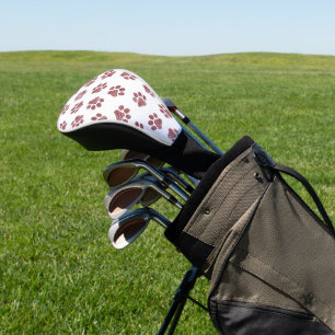 Doodle Paws, Dog Paws, Burgundy Paws Golf Head Cover