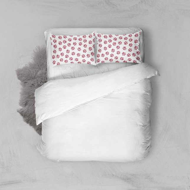 Doodle Paws, Dog Paws, Burgundy Paws Pillowcase (Creator Uploaded)