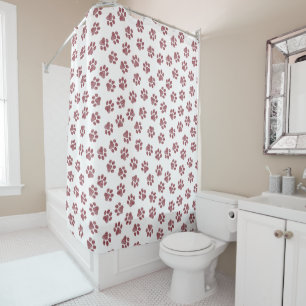 Doodle Paws, Dog Paws, Burgundy Paws Shower Curtain