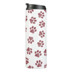 Doodle Paws, Dog Paws, Burgundy Paws Thermal Tumbler