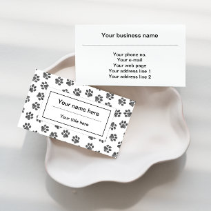 Doodle Paws, Dog Paws, Cat Paws, Black Paws Business Card