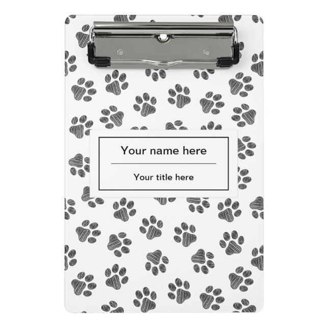 Doodle Paws, Dog Paws, Cat Paws, Black Paws Mini Clipboard (Front)