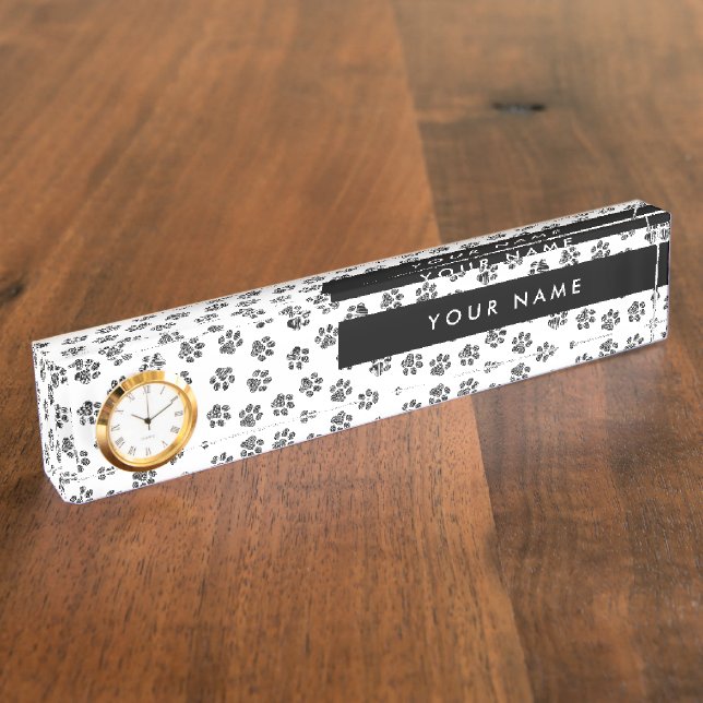 Doodle Paws, Dog Paws, Cat Paws, Black Paws Nameplate (Side)