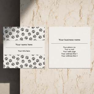 Doodle Paws, Dog Paws, Cat Paws, Black Paws Square Business Card