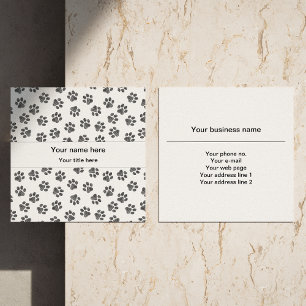 Doodle Paws, Dog Paws, Cat Paws, Black Paws Square Business Card
