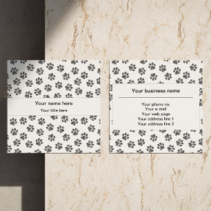 Doodle Paws, Dog Paws, Cat Paws, Black Paws Square Business Card