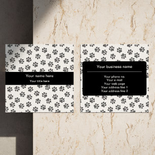 Doodle Paws, Dog Paws, Cat Paws, Black Paws Square Business Card