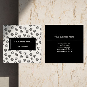 Doodle Paws, Dog Paws, Cat Paws, Black Paws Square Business Card