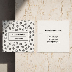 Doodle Paws, Dog Paws, Cat Paws, Black Paws Square Business Card
