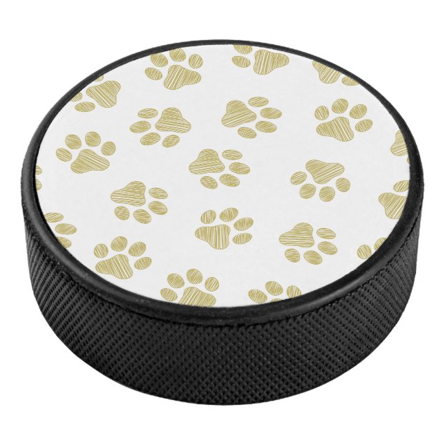 Doodle Paws, Dog Paws, Gold Paws Hockey Puck (3/4)