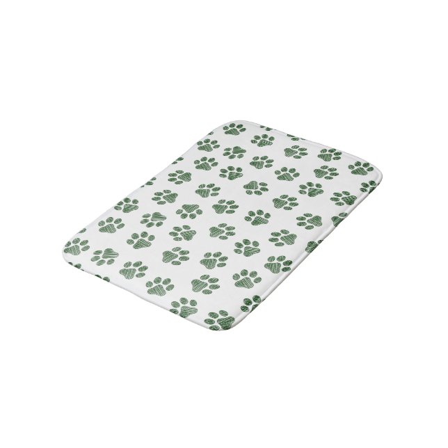 Doodle Paws, Dog Paws, Green Paws Bath Mat (Angled)