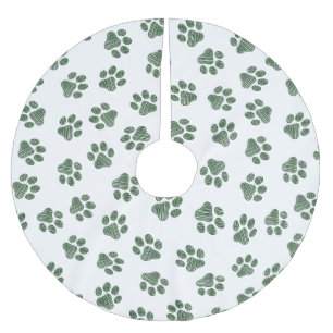 Doodle Paws, Dog Paws, Green Paws Brushed Polyester Tree Skirt