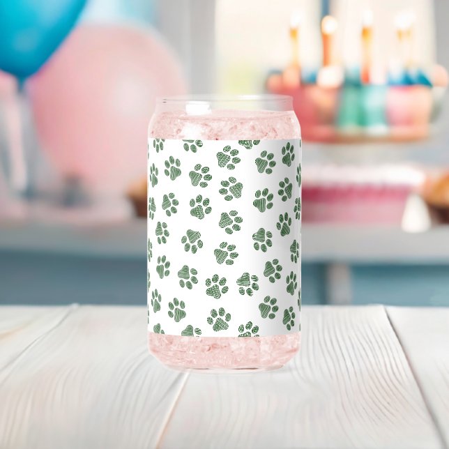 Doodle Paws, Dog Paws, Green Paws Can Glass (Insitu (Baby Shower))