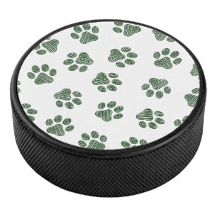 Doodle Paws, Dog Paws, Green Paws Hockey Puck