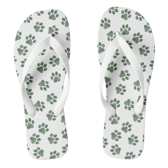 Doodle Paws, Dog Paws, Green Paws Jandals (Footbed)