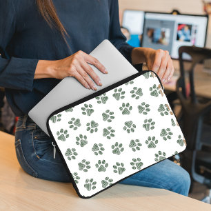 Doodle Paws, Dog Paws, Green Paws Laptop Sleeve