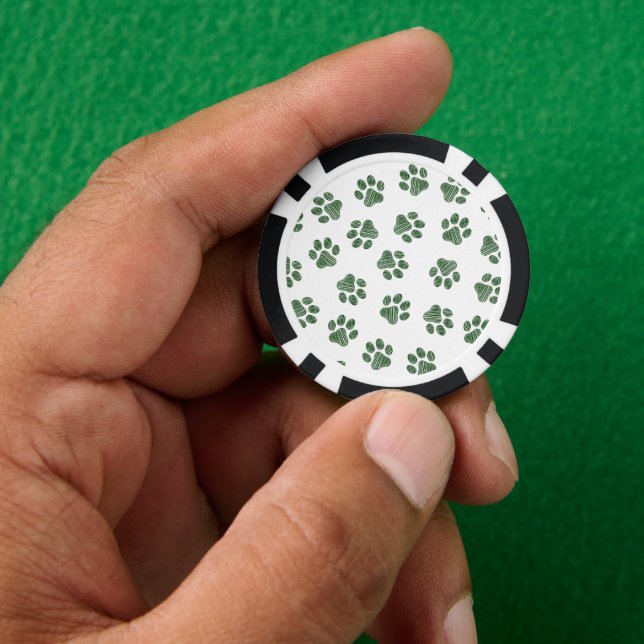 Doodle Paws, Dog Paws, Green Paws Poker Chips (Hand)