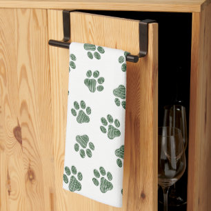 Doodle Paws, Dog Paws, Green Paws Tea Towel