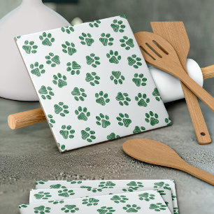 Doodle Paws, Dog Paws, Green Paws Tile
