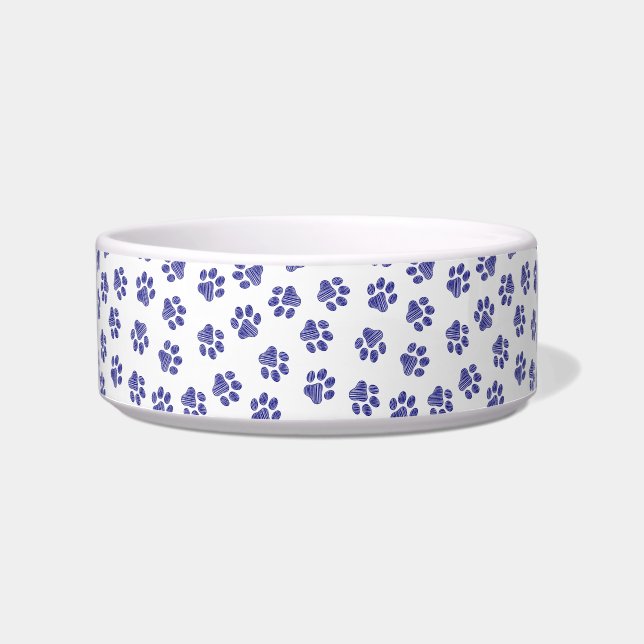 Doodle Paws, Dog Paws, Navy Blue Paws Bowl (Front)