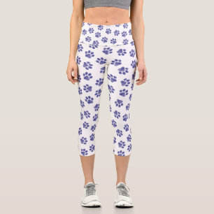 Doodle Paws, Dog Paws, Navy Blue Paws Capri Leggings