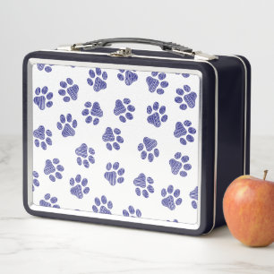 Doodle Paws, Dog Paws, Navy Blue Paws Metal Lunch Box