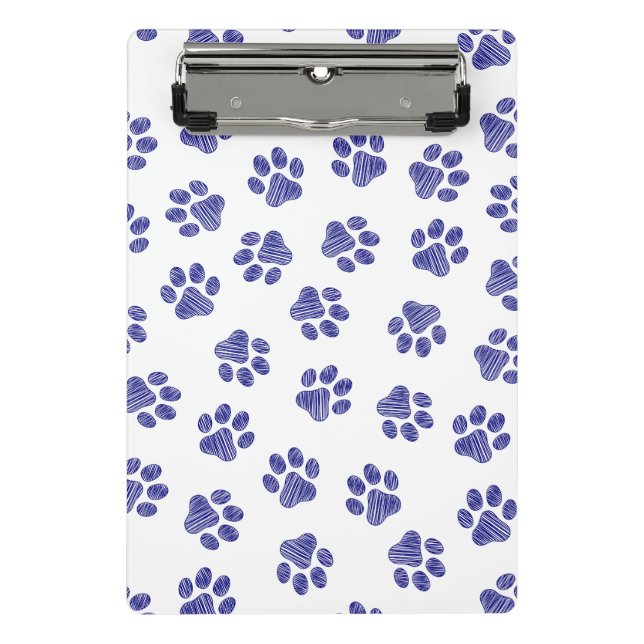 Doodle Paws, Dog Paws, Navy Blue Paws Mini Clipboard (Front)