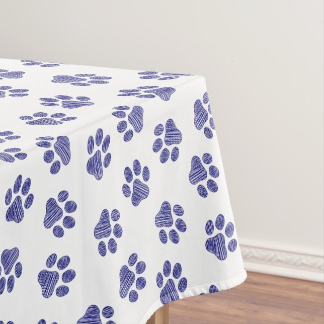 Doodle Paws, Dog Paws, Navy Blue Paws Tablecloth (In Situ)