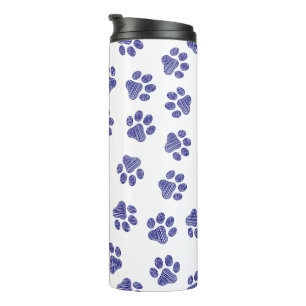 Doodle Paws, Dog Paws, Navy Blue Paws Thermal Tumbler