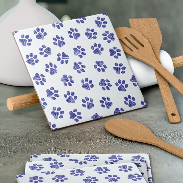 Doodle Paws, Dog Paws, Navy Blue Paws Tile (Creator Uploaded)