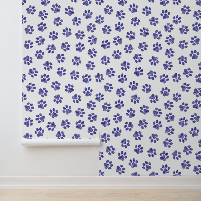 Doodle Paws, Dog Paws, Navy Blue Paws Wallpaper (Application)