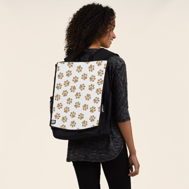 Doodle Paws, Dog Paws, Orange Gold Paws Backpack (Worn)