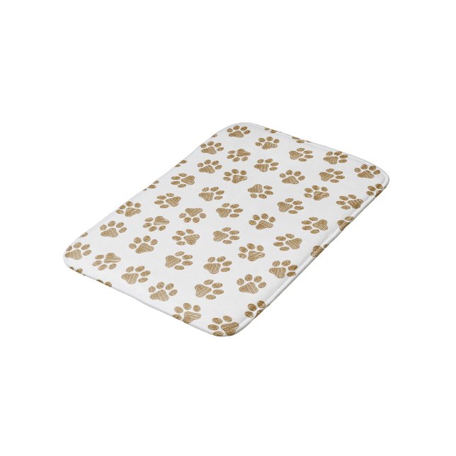 Doodle Paws, Dog Paws, Orange Gold Paws Bath Mat (Angled)