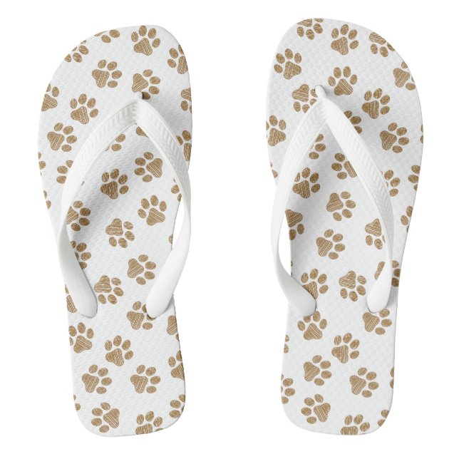 Doodle Paws, Dog Paws, Orange Gold Paws Jandals (Footbed)