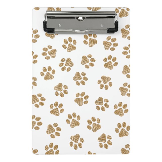 Doodle Paws, Dog Paws, Orange Gold Paws Mini Clipboard (Front)