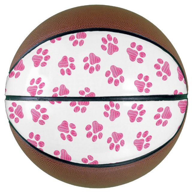 Doodle Paws, Dog Paws, Pink Paws Basketball (Front)
