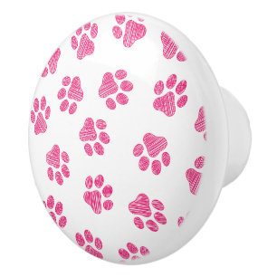 Doodle Paws, Dog Paws, Pink Paws Ceramic Knob
